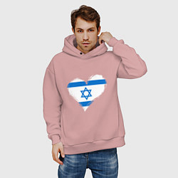 Толстовка оверсайз мужская Сердце - Израиль, цвет: пыльно-розовый — фото 2