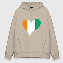 Толстовка оверсайз мужская Сердце - Ирландия, цвет: миндальный