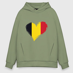 Толстовка оверсайз мужская Сердце - Бельгия, цвет: авокадо