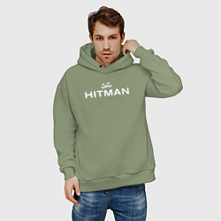 Толстовка оверсайз мужская Hitman - лого, цвет: авокадо — фото 2