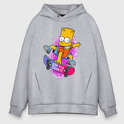 Мужское худи оверсайз Барт Симпсон на скейтборде - Eat my shorts!