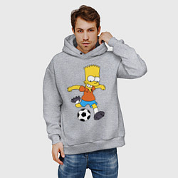 Толстовка оверсайз мужская Барт Симпсон бьёт по футбольному мячу, цвет: меланж — фото 2