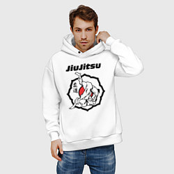 Толстовка оверсайз мужская Jiujitsu throw logo, цвет: белый — фото 2