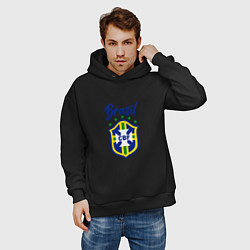 Толстовка оверсайз мужская Brasil Football, цвет: черный — фото 2