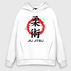 Мужское худи оверсайз Jiu jitsu red splashes logo