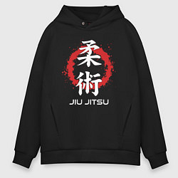 Толстовка оверсайз мужская Jiu-jitsu red splashes, цвет: черный