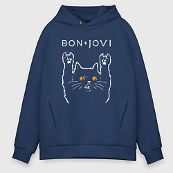 Мужское худи оверсайз Bon Jovi rock cat