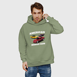 Толстовка оверсайз мужская Dodge American Muscle Car, цвет: авокадо — фото 2