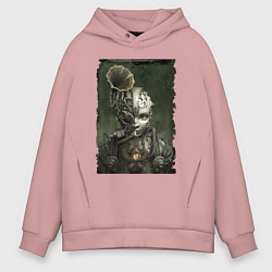 Толстовка оверсайз мужская Девушка в механистическом костюме, цвет: пыльно-розовый