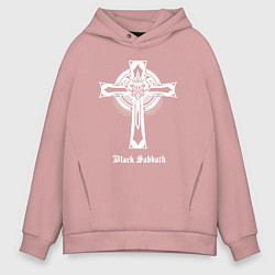 Толстовка оверсайз мужская Black sabbath крест, цвет: пыльно-розовый