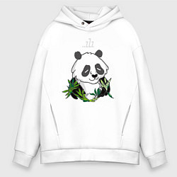 Толстовка оверсайз мужская Спящая панда ZZZ, цвет: белый