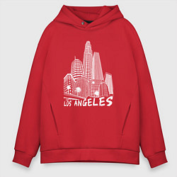 Толстовка оверсайз мужская Город Лос Анджелес США, цвет: красный