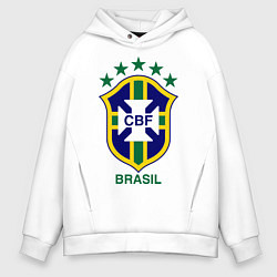 Толстовка оверсайз мужская Brasil CBF, цвет: белый