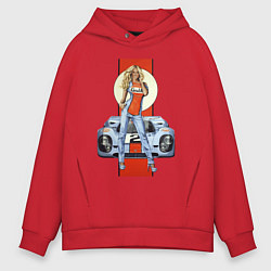 Толстовка оверсайз мужская Porsche - Motorsport - Girl, цвет: красный