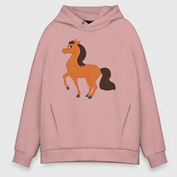 Толстовка оверсайз мужская Конь, цвет: пыльно-розовый