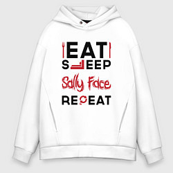 Мужское худи оверсайз Надпись: eat sleep Sally Face repeat