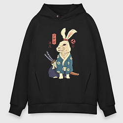 Мужское худи оверсайз Кролик самурай с мечом