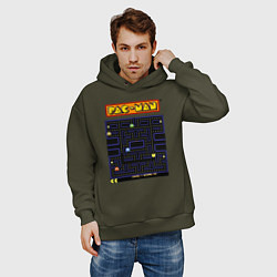 Толстовка оверсайз мужская Pac-Man на ZX-Spectrum, цвет: хаки — фото 2