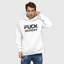 Толстовка оверсайз мужская Fuck monday, anti-brand, fila, цвет: белый — фото 2