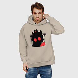 Толстовка оверсайз мужская Cult of the Lamb - Овечка в испуге, цвет: миндальный — фото 2