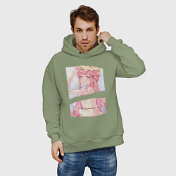 Толстовка оверсайз мужская Красотка Ироха Тамаки - Записи о магии Девочка-вол, цвет: авокадо — фото 2