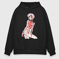 Толстовка оверсайз мужская Просто Рей Аянами - Ева, цвет: черный