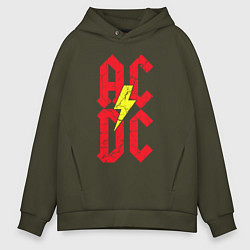 Толстовка оверсайз мужская AC DC logo, цвет: хаки
