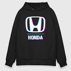 Мужское худи оверсайз Значок Honda в стиле glitch