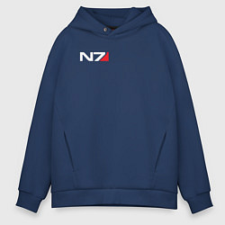 Толстовка оверсайз мужская Логотип N7, цвет: тёмно-синий