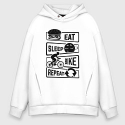 Мужское худи оверсайз Eat sleep bike repeat art