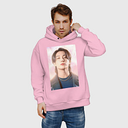 Толстовка оверсайз мужская Handsome JK, цвет: светло-розовый — фото 2