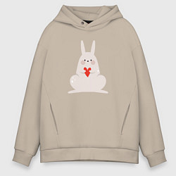 Толстовка оверсайз мужская Кролик с сердечком, цвет: миндальный