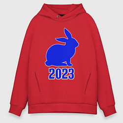 Мужское худи оверсайз 2023 силуэт кролика синий