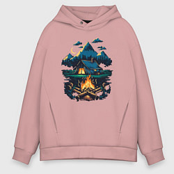 Толстовка оверсайз мужская Ночной поход, цвет: пыльно-розовый