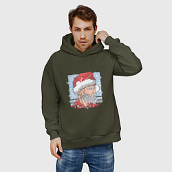 Толстовка оверсайз мужская Claus christmas, цвет: хаки — фото 2