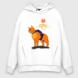 Толстовка оверсайз мужская Stray - cat logo, цвет: белый