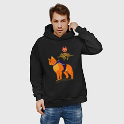 Толстовка оверсайз мужская Stray - cat logo, цвет: черный — фото 2