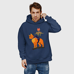 Толстовка оверсайз мужская Stray - cat logo, цвет: тёмно-синий — фото 2