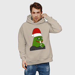 Толстовка оверсайз мужская Новогодний пепе, цвет: миндальный — фото 2