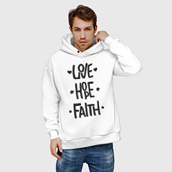 Толстовка оверсайз мужская Love hope faith, цвет: белый — фото 2