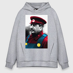 Толстовка оверсайз мужская Иосиф Виссарионович Сталин - memes Mario, цвет: меланж