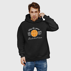 Толстовка оверсайз мужская Любителям баскетбола, цвет: черный — фото 2