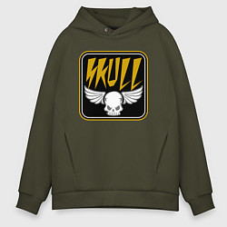 Толстовка оверсайз мужская Череп знак, цвет: хаки