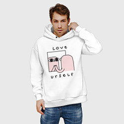 Толстовка оверсайз мужская Ketnipz - love urself, цвет: белый — фото 2