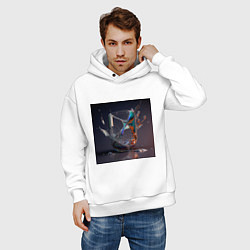 Толстовка оверсайз мужская Брызги в стакане, цвет: белый — фото 2