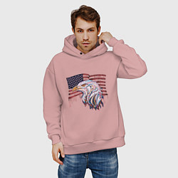 Толстовка оверсайз мужская American eagle, цвет: пыльно-розовый — фото 2