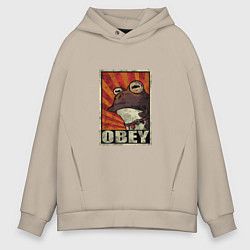 Толстовка оверсайз мужская Obey frog, цвет: миндальный