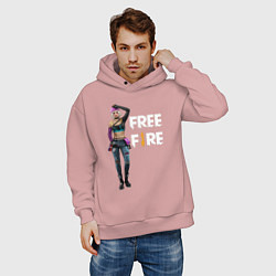Толстовка оверсайз мужская Даха из игры Гарена Фри Фаер, цвет: пыльно-розовый — фото 2