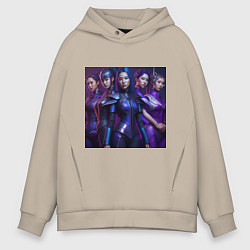 Толстовка оверсайз мужская Японские амазонки, цвет: миндальный