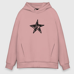 Толстовка оверсайз мужская Черная звезда, цвет: пыльно-розовый